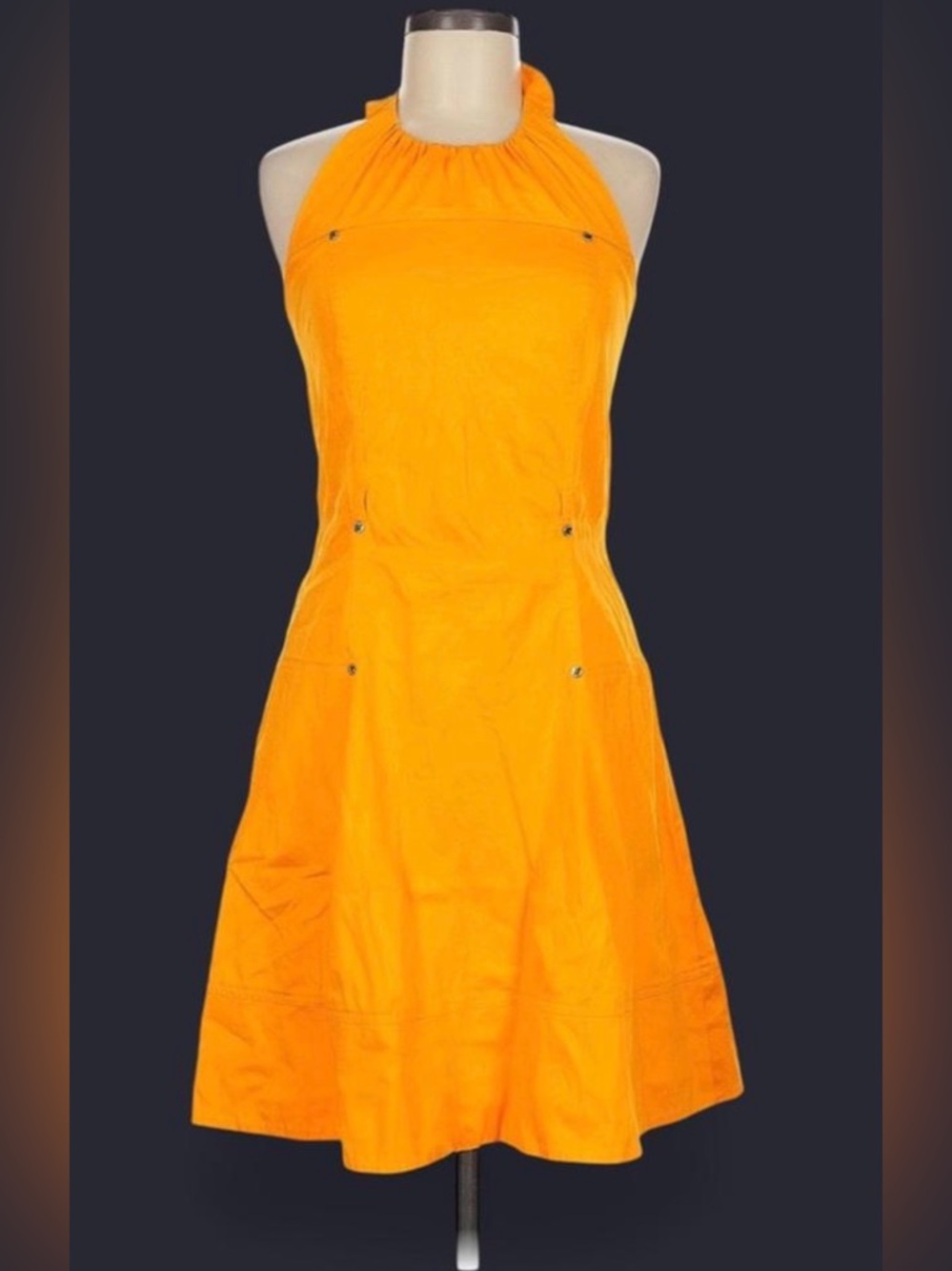 Calvin Klein Vibrant Orange Halter A-Line Dress